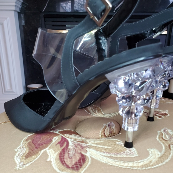 J.Renee Shoes - J. RENEE Black and Clear Slingback Heels